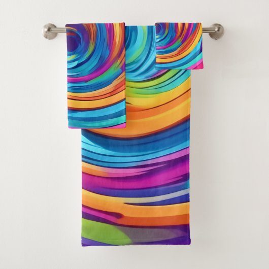 Psychedelischer Swirl von Regenbogenhues Badhandtuch Set (Insitu)
