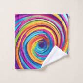 Psychedelischer Swirl von Regenbogenhues Badhandtuch Set (Waschlappen)