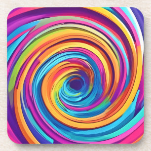 Psychedelischer Swirl von Regenbogenhues Getränkeuntersetzer