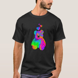 Psychedelischer Teddybär Trippy Bunter Teddy mit T-Shirt