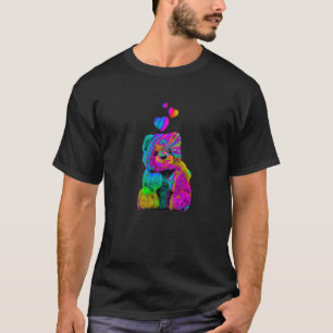 Psychedelischer Teddybär Trippy Bunter Teddy mit T-Shirt