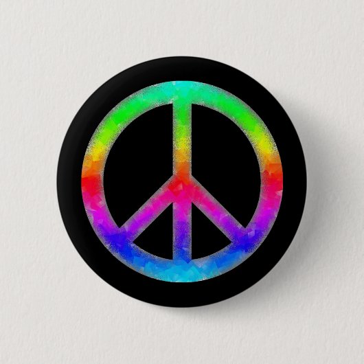 Psychedelischer Tie-Dye-Friedenszeichen-Button Button (Vorderseite)