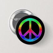 Psychedelischer Tie-Dye-Friedenszeichen-Button Button (Vorne & Hinten)