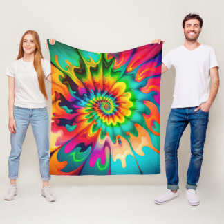 Psychedelischer Tie Dye Retro Surrealismus Fleecedecke