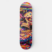 Psychedelischer Totenkopf Schlangen Skateboard Dec (Vorderseite)