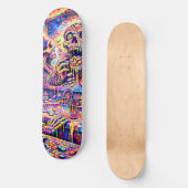 Psychedelischer Totenkopf-Spiegel-Skateboarddeck Skateboard (Vorderseite)