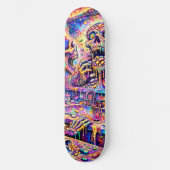 Psychedelischer Totenkopf-Spiegel-Skateboarddeck Skateboard (Vorderseite)