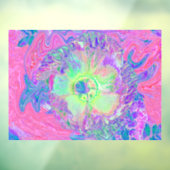 Psychedelischer Trippy Lime Green und Lila Hibisku Fensteraufkleber (Blatt 3)