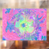Psychedelischer Trippy Lime Green und Lila Hibisku Fensteraufkleber (Blatt 2)