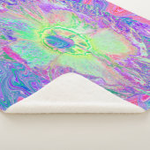 Psychedelischer Trippy Lime Green und Lila Hibisku Sherpadecke (3/4)