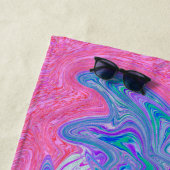 Psychedelischer Trippy Lime Green und Lila Hibisku Strandtuch (Beispiel)