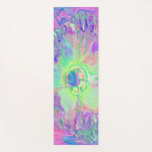 Psychedelischer Trippy Lime Green und Lila Hibisku Yogamatte (Vorderseite)