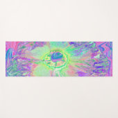 Psychedelischer Trippy Lime Green und Lila Hibisku Yogamatte (Vorderseite (Horizontal))
