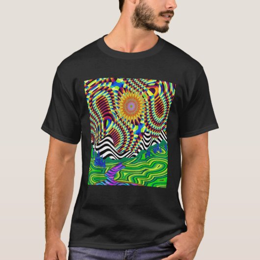 Psychedelischer Trippy Mountain Funny Hippie Natur T-Shirt (Vorderseite)