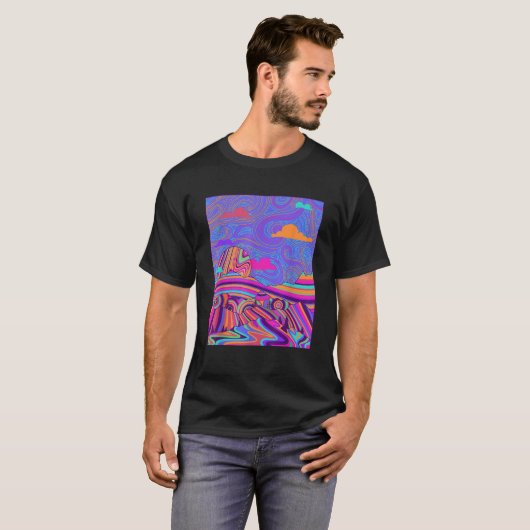 Psychedelischer Trippy Mountain Funny Hippie Natur T-Shirt (Vorne ganz)