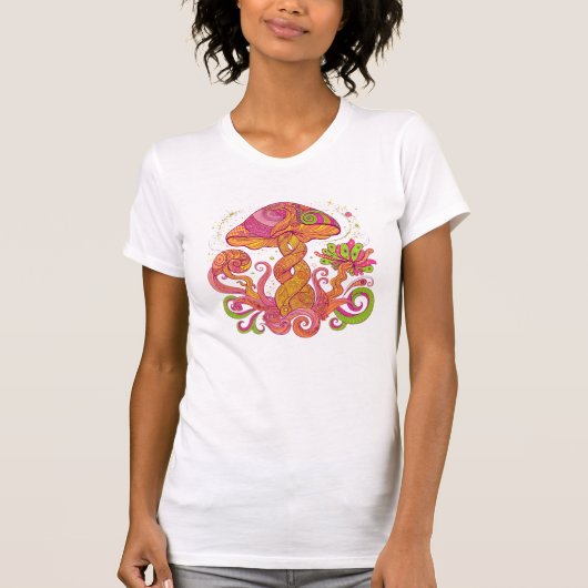 Psychedelischer Trippy Pilz - Farbige Boho T-Shirt (Vorderseite)