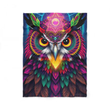 Psychedelischer Uhu: Neon-Mandala-Kunst