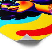 Psychedelischer US Flagge Pop Art Diva Poster (Ecke)