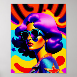 Psychedelischer US Flagge Pop Art Diva Poster