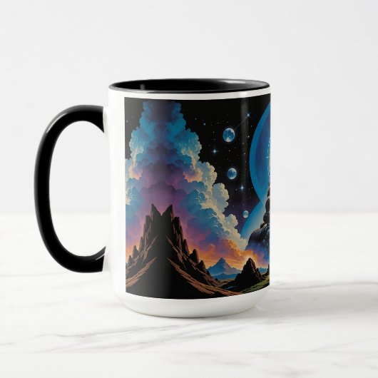 Psychedelischer Vintage-Sci-Fi-Becher Tasse (Links)