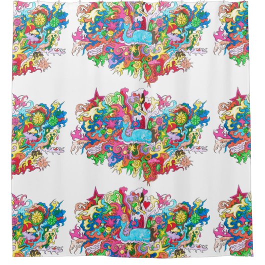 Psychedelischer Wal Duschvorhang (Vorderseite)