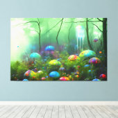 Psychedelischer Wald: Farbenfrohe Wall Art Print Leinwanddruck (Insitu (Holzboden))