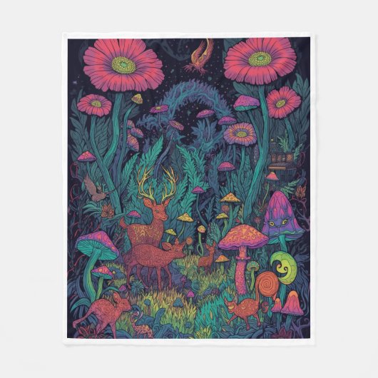Psychedelischer Wald-Flanelldecke Fleecedecke (Vorderseite)