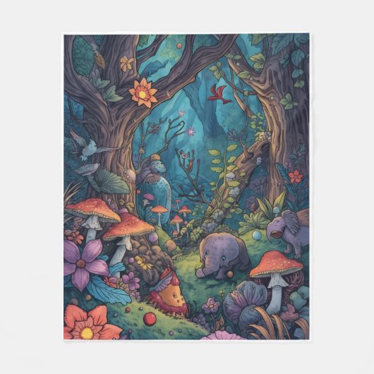 Psychedelischer Wald-Fliesblanke Fleecedecke (Vorderseite)