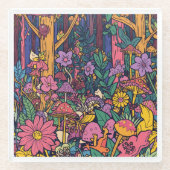 Psychedelischer Wald Glasuntersetzer (Vorderseite)