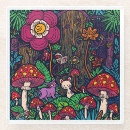 Psychedelischer Wald Glasuntersetzer