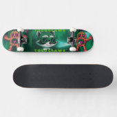 Psychedelischer Waschbär & Grafik mit Monster Skateboard (Horizontal)
