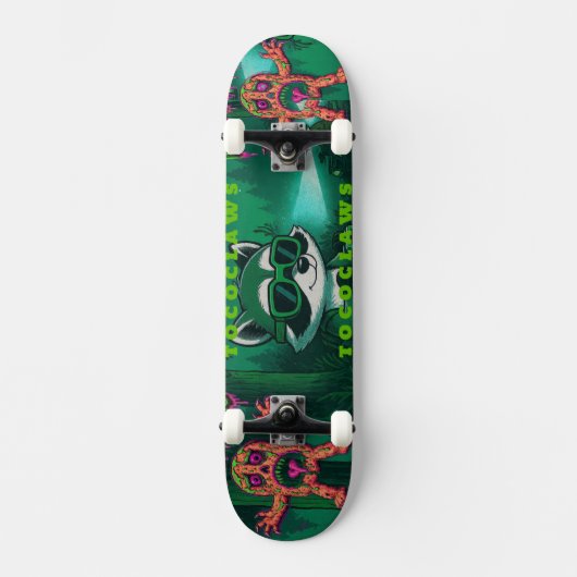 Psychedelischer Waschbär & Grafik mit Monster Skateboard (Vorderseite)