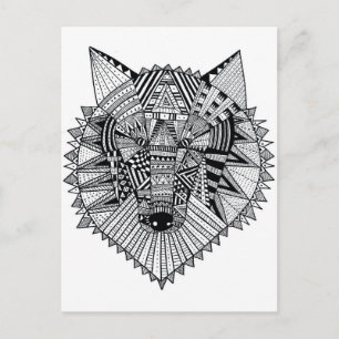 Psychedelischer Wolf-Farbpostkartengeschenk Postkarte