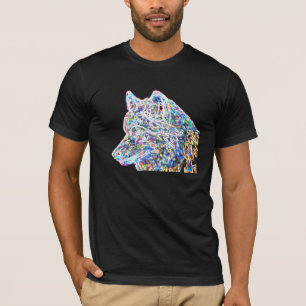 Psychedelischer Wolfschwarz-T - Shirt