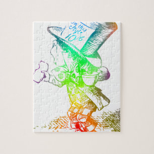 Psychedelischer wütender Hutmacher Trippy Alice Puzzle