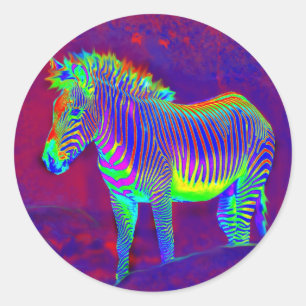 psychedelischer Zebra Runder Aufkleber
