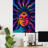 Psychedelischer Zen-Buddha - Dritte Augenkosmische Poster (Heimbüro)