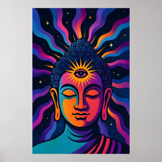 Psychedelischer Zen-Buddha - Dritte Augenkosmische Poster (Vorne)