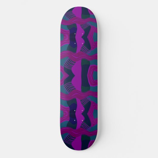 Psychedelisches afrikanisches Patchwork: Aquamarin Skateboard (Vorderseite)