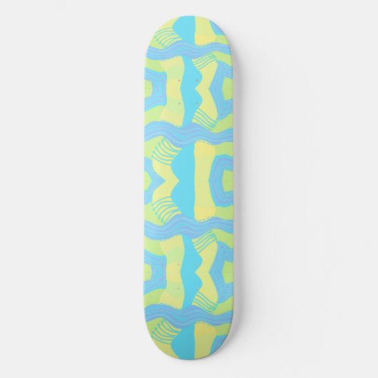 Psychedelisches afrikanisches Patchwork: Green Blu Skateboard (Vorderseite)