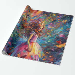 Psychedelisches Alice-im-Wunderland-Junges-Mädchen Geschenkpapier