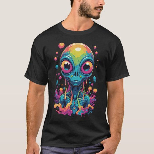 psychedelisches Alien-Portrait T-Shirt (Vorderseite)