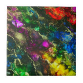 Psychedelisches Alkoholtink Abstrakte Malerei Fliese (Vorderseite)