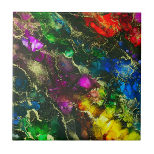 Psychedelisches Alkoholtink Abstrakte Malerei Fliese