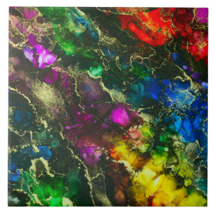 Psychedelisches Alkoholtink Abstrakte Malerei Fliese