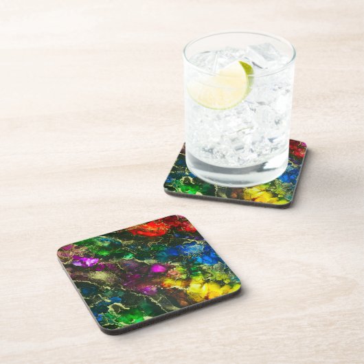 Psychedelisches Alkoholtink Abstrakte Malerei Getränkeuntersetzer (Rechte Seite)