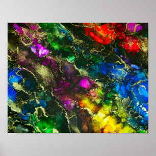 Psychedelisches Alkoholtink Abstrakte Malerei Poster