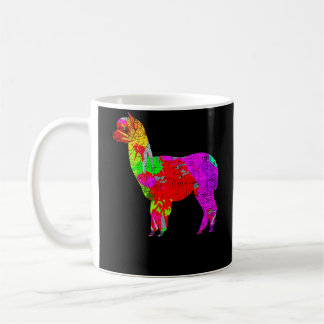 Psychedelisches Alpaka beunruhigt Kaffeetasse