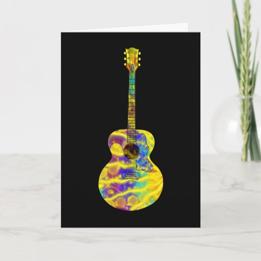 Psychedelisches Art Acoustic Guitar Musical Instru Karte (Vorderseite)