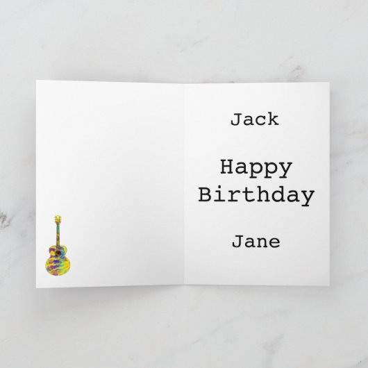 Psychedelisches Art Acoustic Guitar Musical Instru Karte (Innenseite)